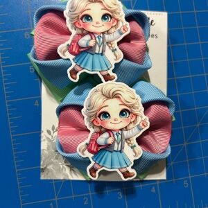 Blue and Pink Kids Hair Bows